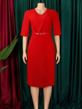 Women's Fashion V Neck Solid Color Pleated African Plus Size Maxi Dress